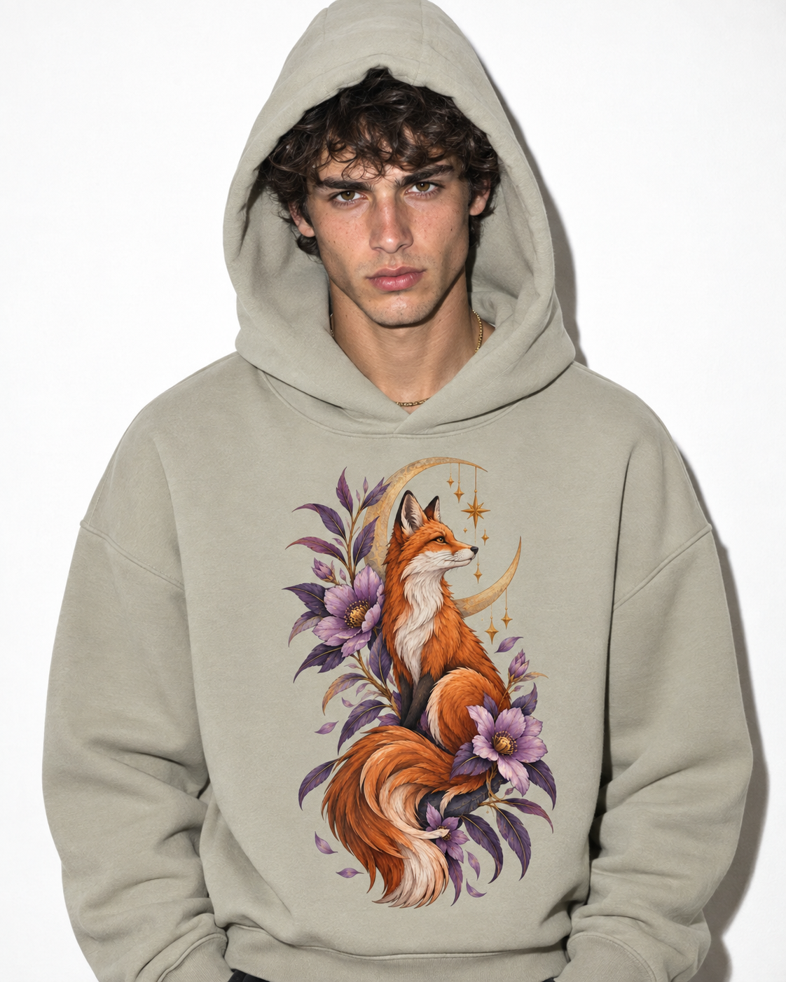 Men's Sculpted Heavyweight Fox Graphic Hoodie