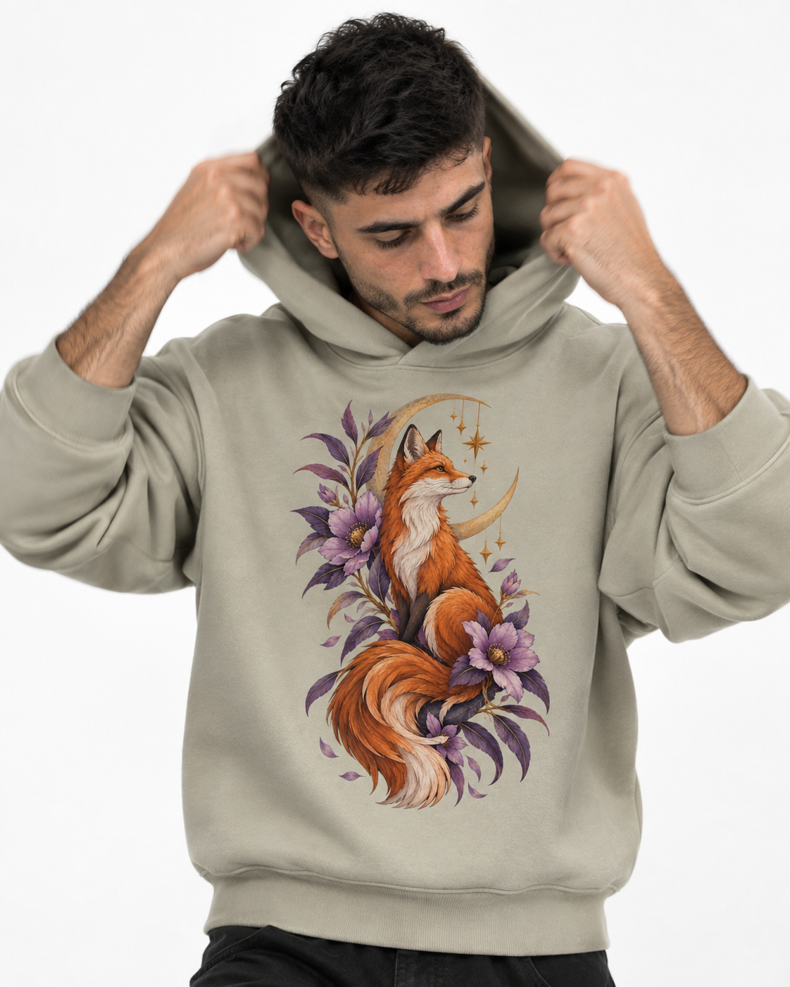 Men's Sculpted Heavyweight Fox Graphic Hoodie