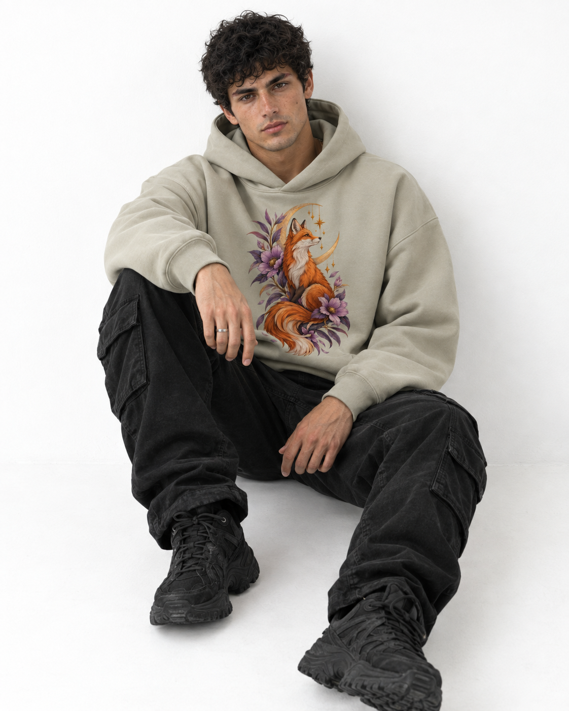 Men's Sculpted Heavyweight Fox Graphic Hoodie