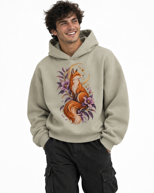 Men's Sculpted Heavyweight Fox Graphic Hoodie